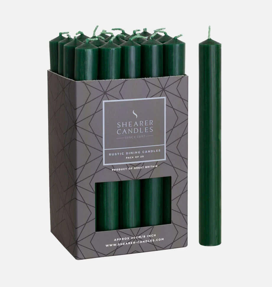 Holly Green Rustic Baton Dinner Candle