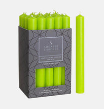 Load image into Gallery viewer, Lime Green 8 inch Rustic Baton Dinner Candles by Shearer Candles
